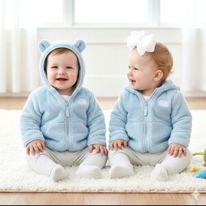 The North Face Light Blue Fleece Hoodie 12M-18M NWOT